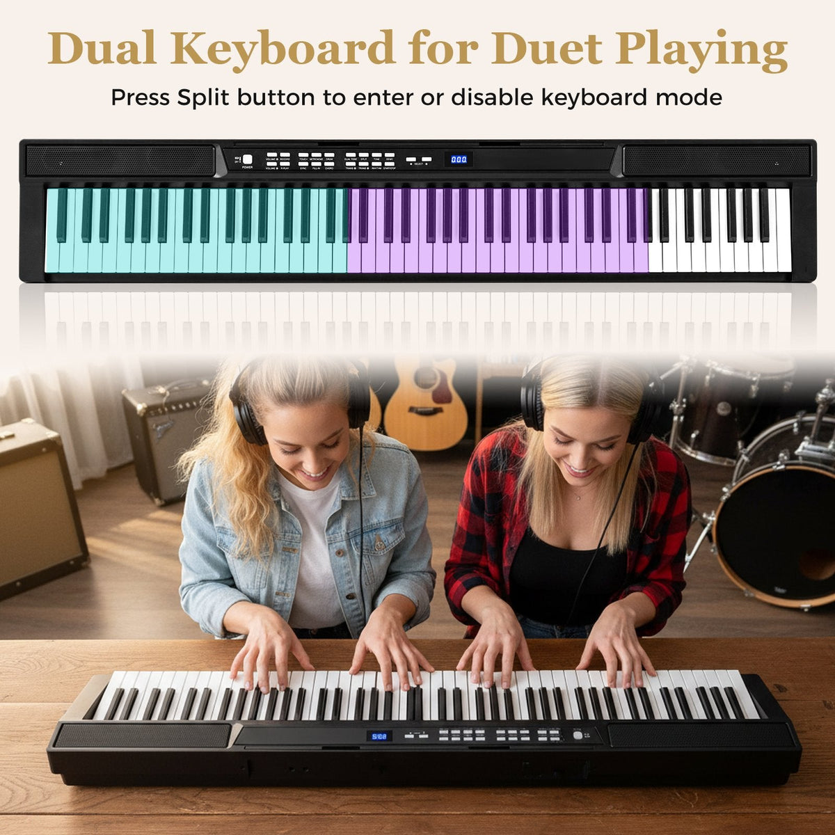 88-Key Electric Piano Keyboard with Adjustable Stand and, Portable Bag-Black