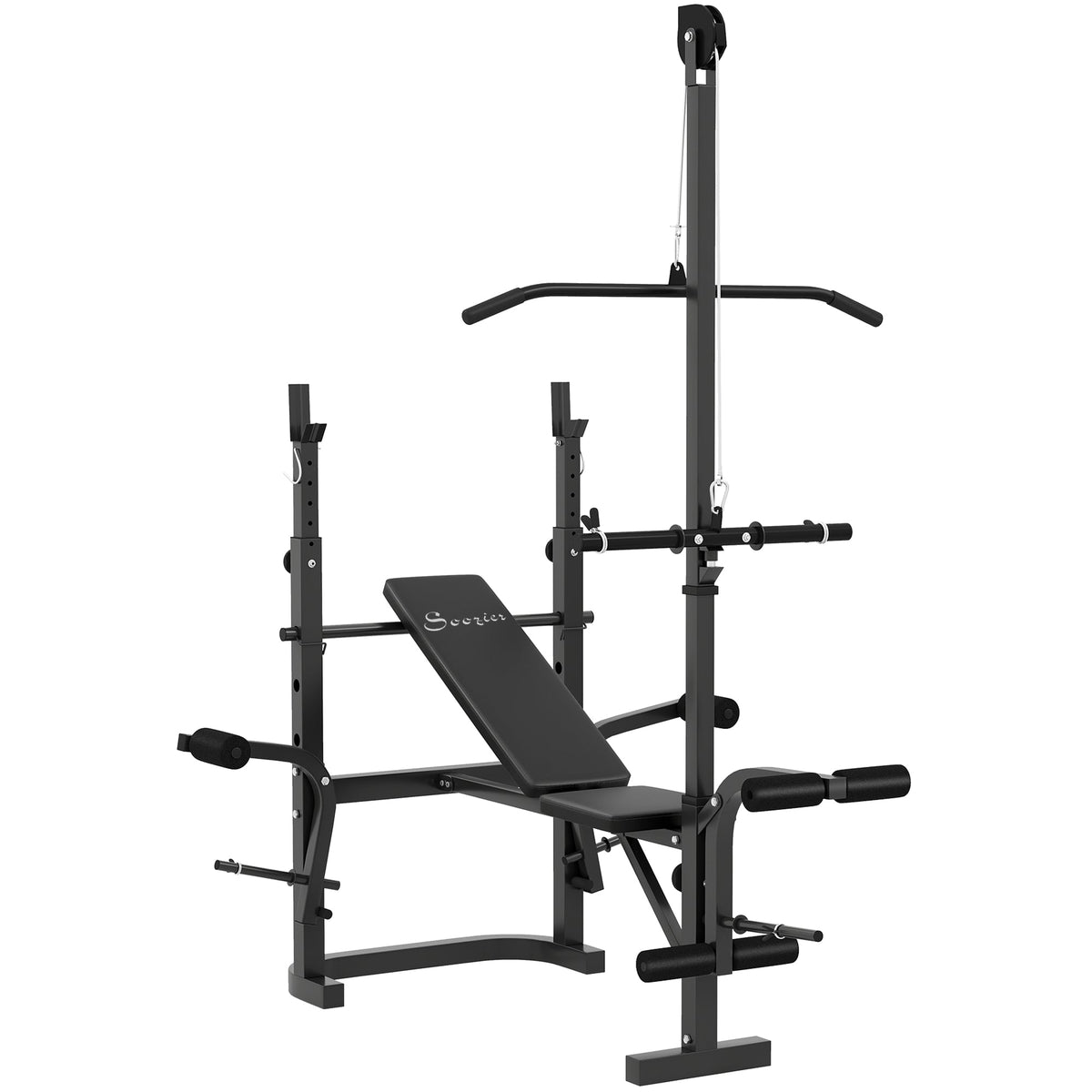 Adjustable Weight Bench with Bench Press Rack, Preacher Curl Bench, Leg Extension and Lat Pull Down