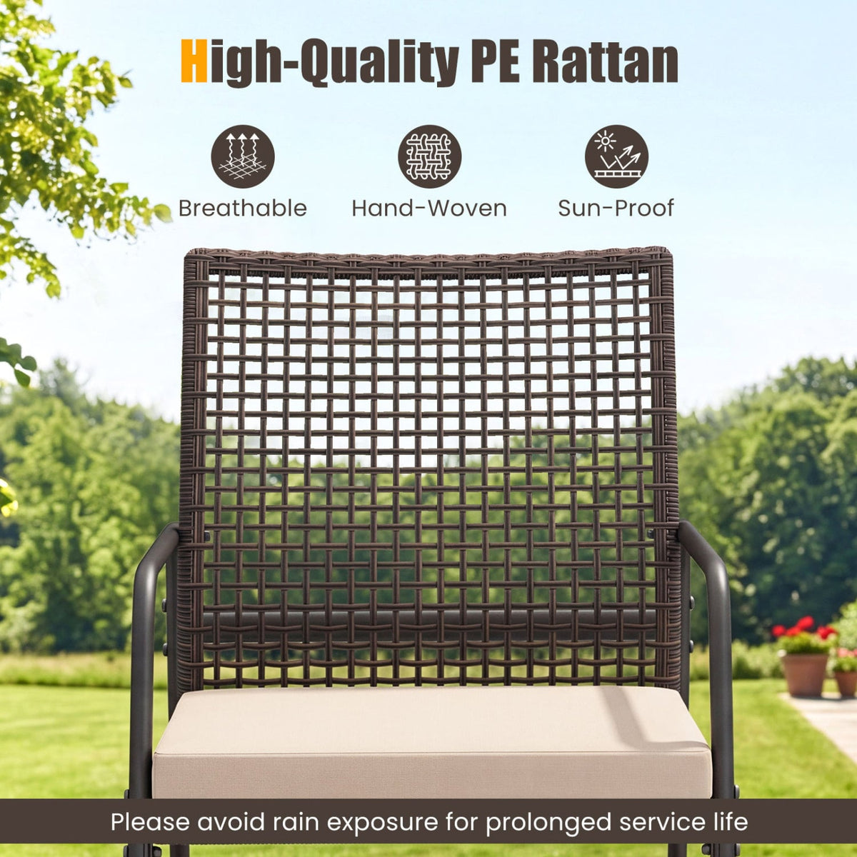 8 Piece Open Weave Wicker Patio Conversation Set with 2 Acacia Top Coffee Tables