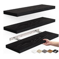 One-Line Floating Wall Shelf – 3-Tier Wooden Bamboo Wall-Mounted Storage Shelf