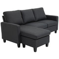 Dark Grey L-Shape Sectional Sofa with Ottoman – Modern Corner Couch for Living Room (United States & Canada Delivery Only)