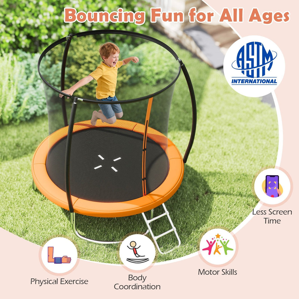 8FT Outdoor Heavy-Duty Recreational Trampoline-Orange