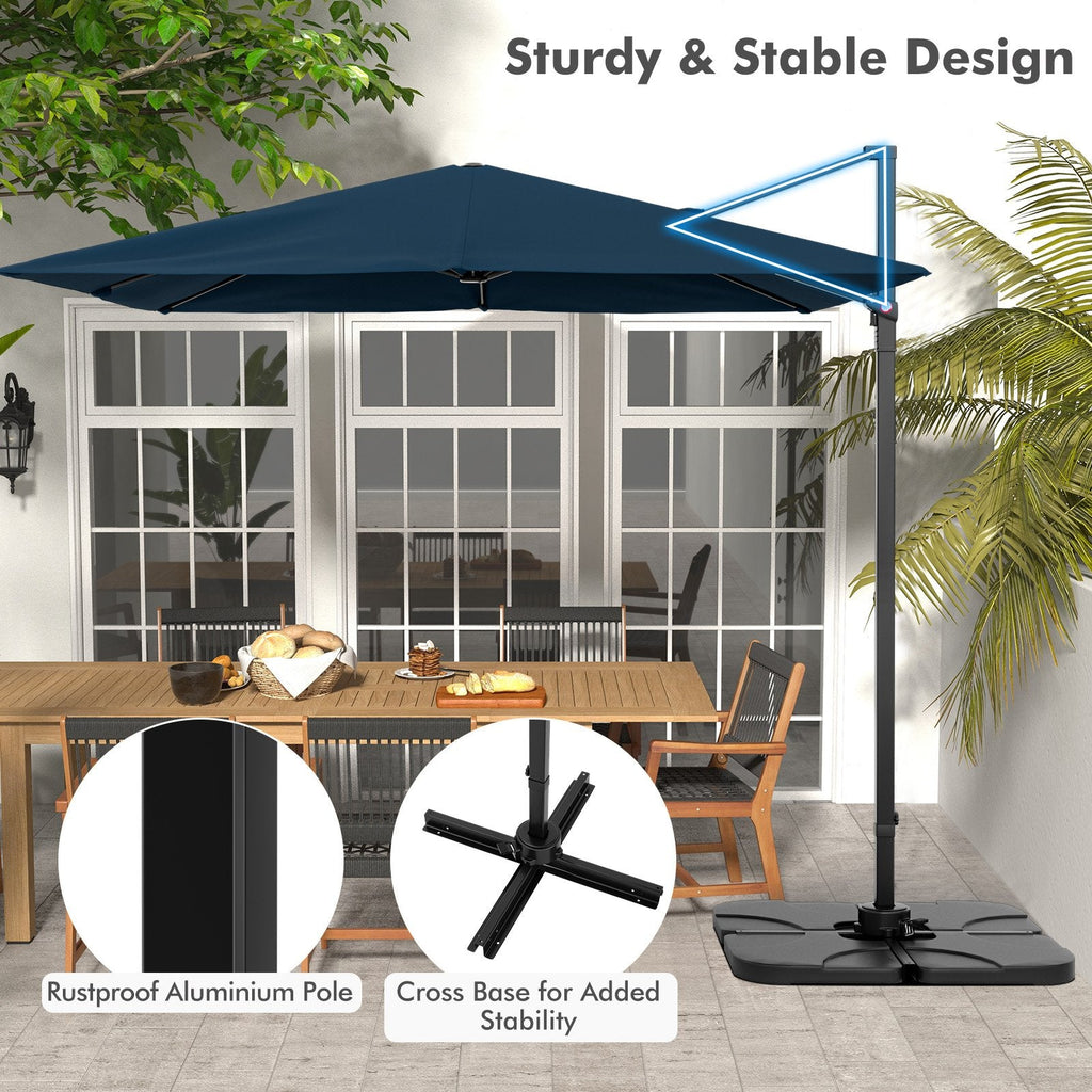 9.5 Feet Square Patio Cantilever Umbrella with 360° Rotation-Navy