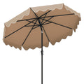 9 Feet Patio Umbrella with Crank Handle and Push Button Tilt-Brown