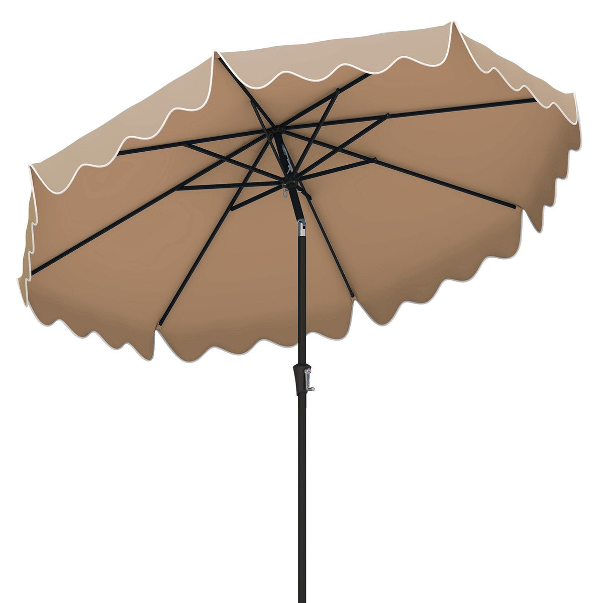 9 Feet Patio Umbrella with Crank Handle and Push Button Tilt-Brown