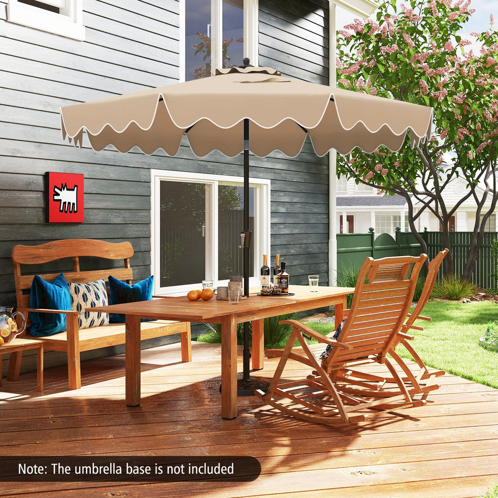 9 Feet Patio Umbrella with Crank Handle and Push Button Tilt-Brown