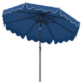 9 Feet Patio Umbrella with Crank Handle and Push Button Tilt-Navy