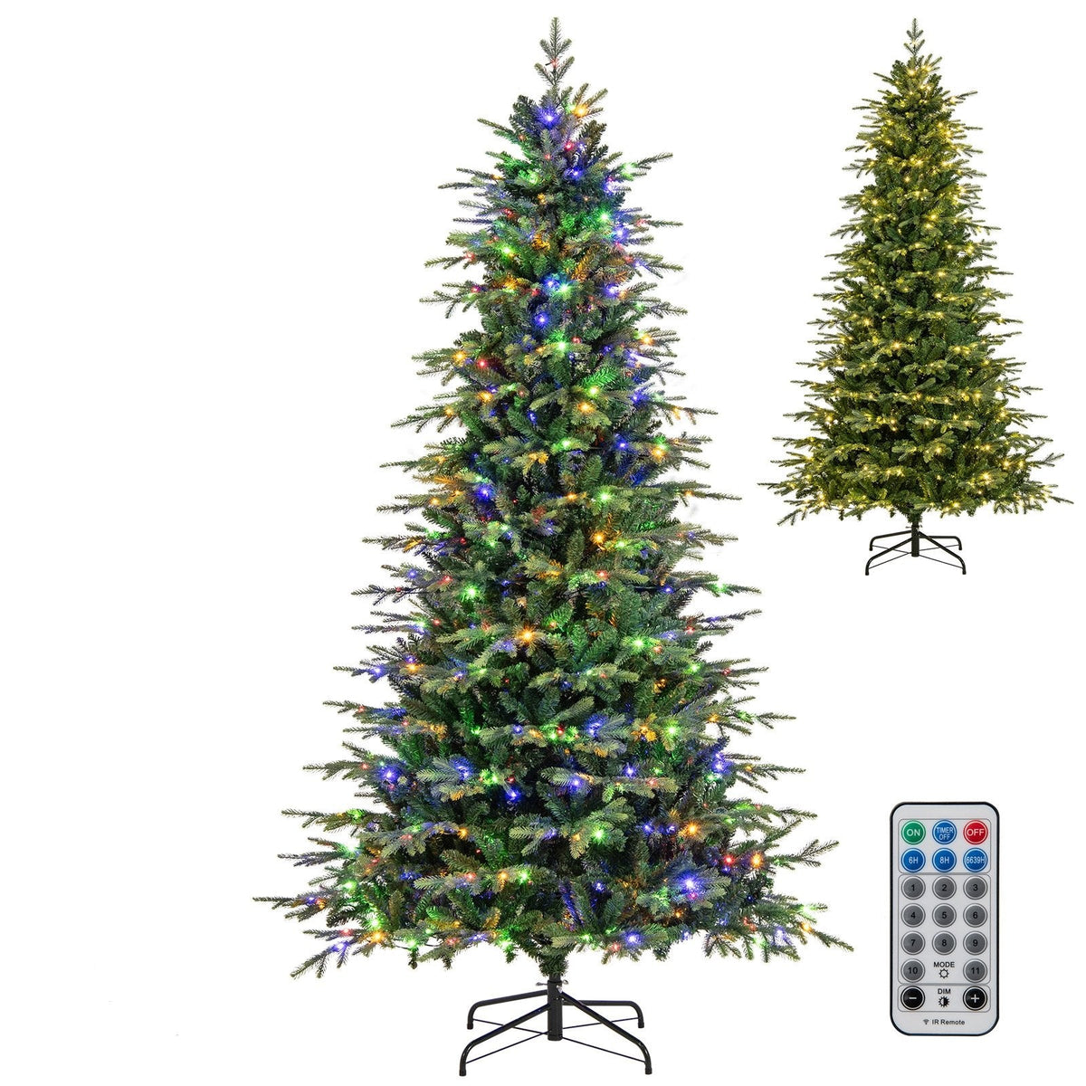 9 FT Pre-Lit Artificial Christmas Tree, 1770 PVC and PE Tips, 560 Colour Changing LEDs and Remote