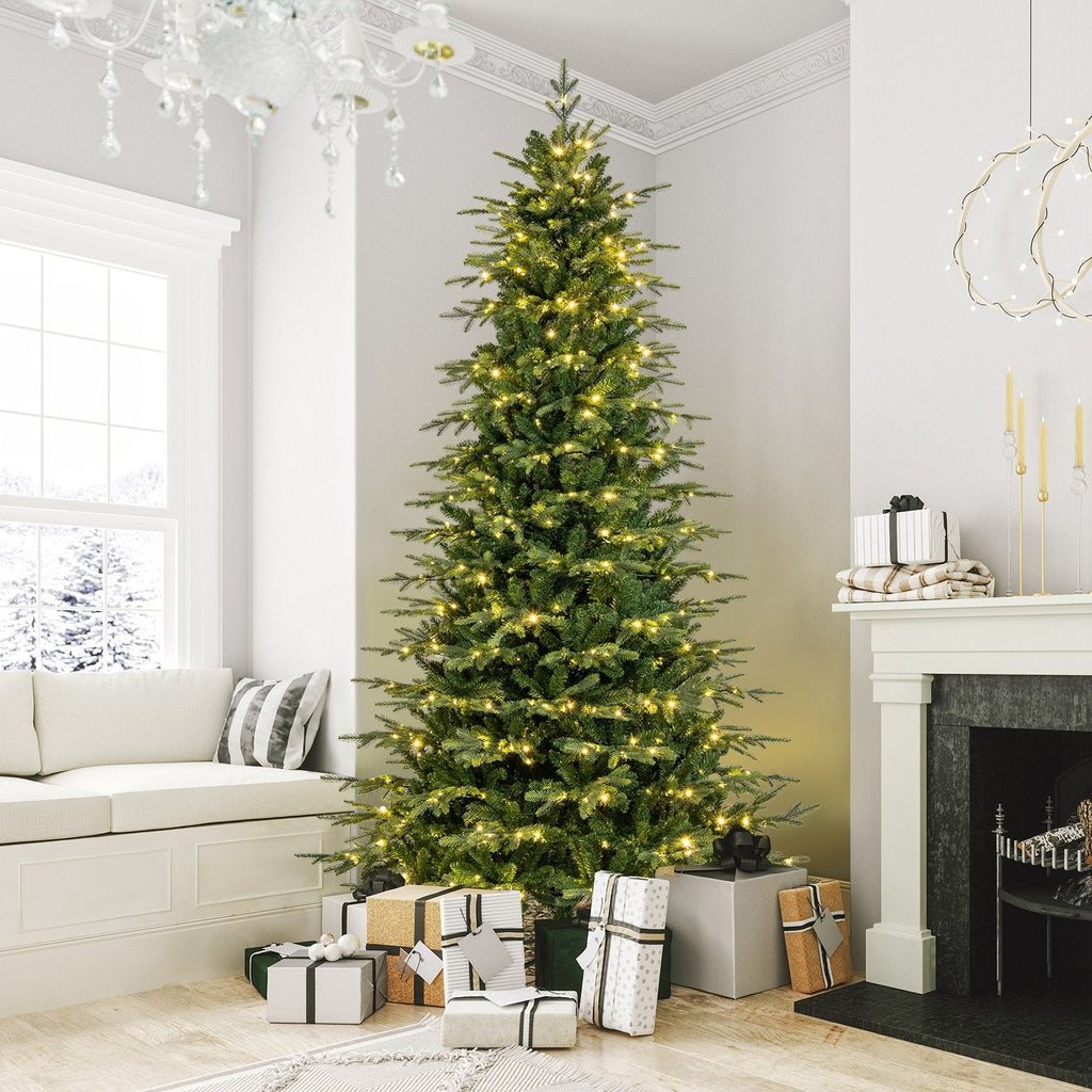 9 FT Pre-Lit Artificial Christmas Tree, 1770 PVC and PE Tips, 560 Colour Changing LEDs and Remote