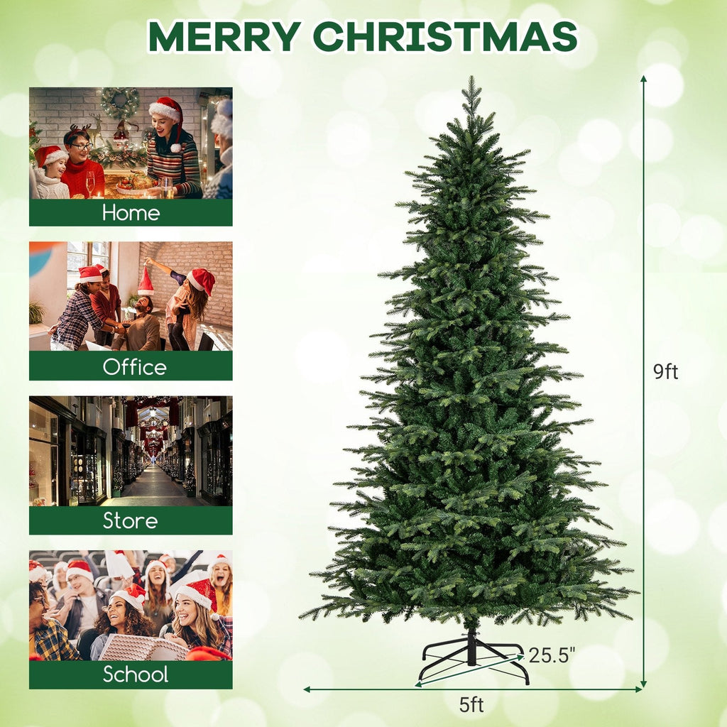 9 FT Pre-Lit Artificial Christmas Tree, 1770 PVC and PE Tips, 560 Colour Changing LEDs and Remote