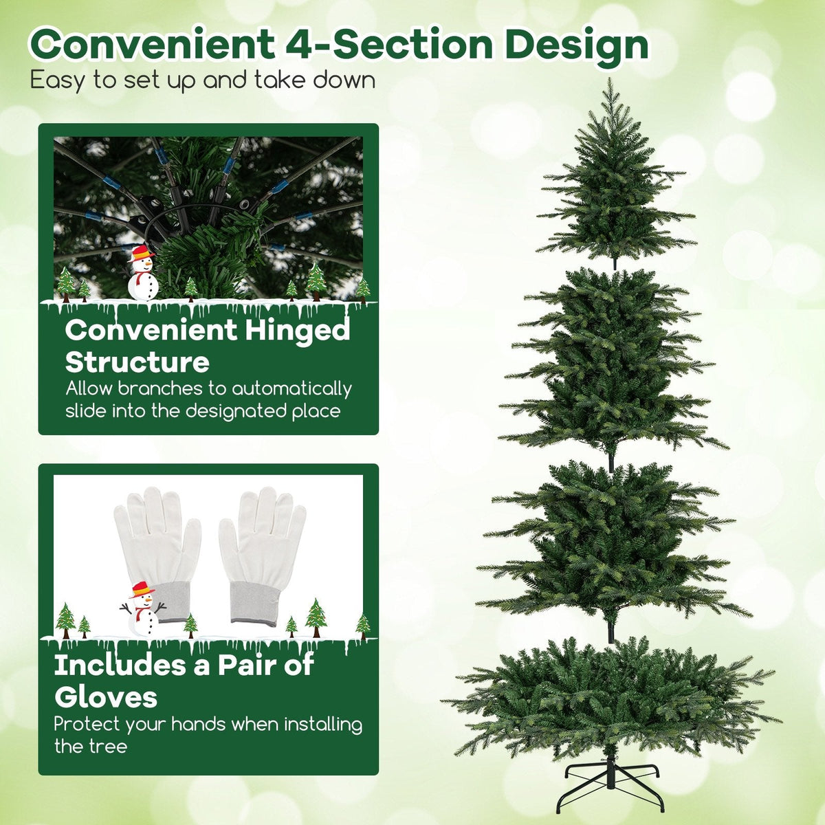 9 FT Pre-Lit Artificial Christmas Tree, 1770 PVC and PE Tips, 560 Colour Changing LEDs and Remote