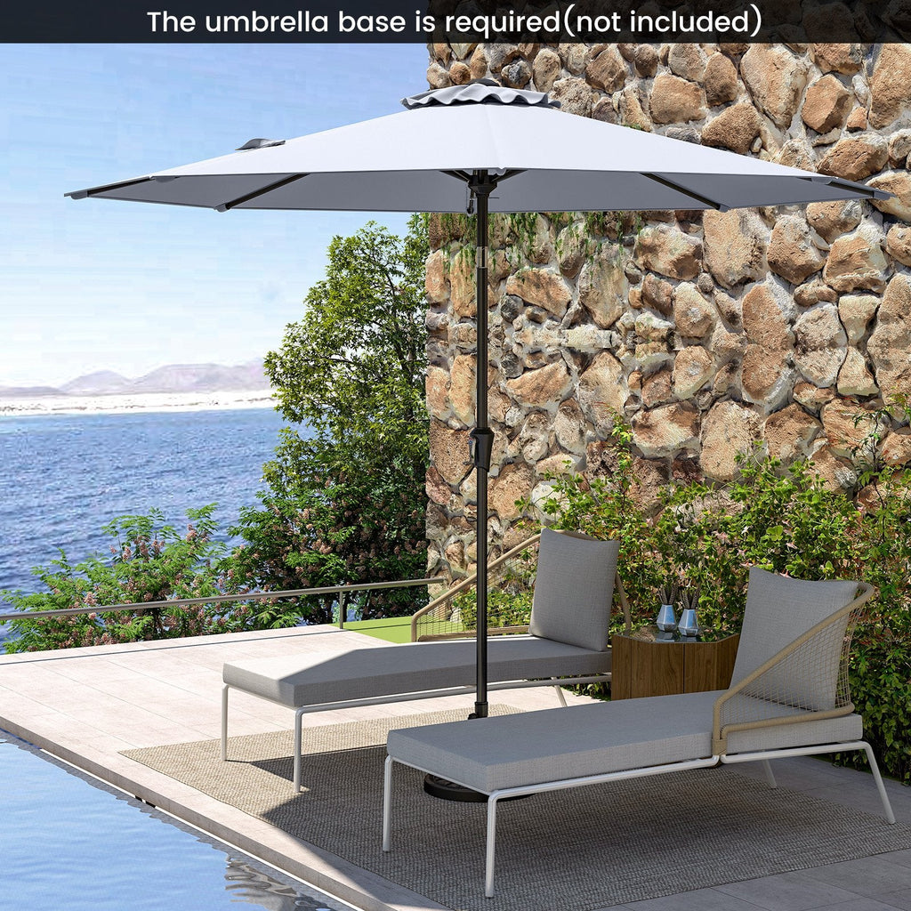 9 FT Outdoor Market Patio Table Umbrella Push Button Tilt Crank Lift-gray