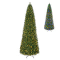 9 FT Pencil Alpine Christmas Tree, 3 FT Wide, 1345 Tips, 550 Dual Colour LEDs and 9 Modes