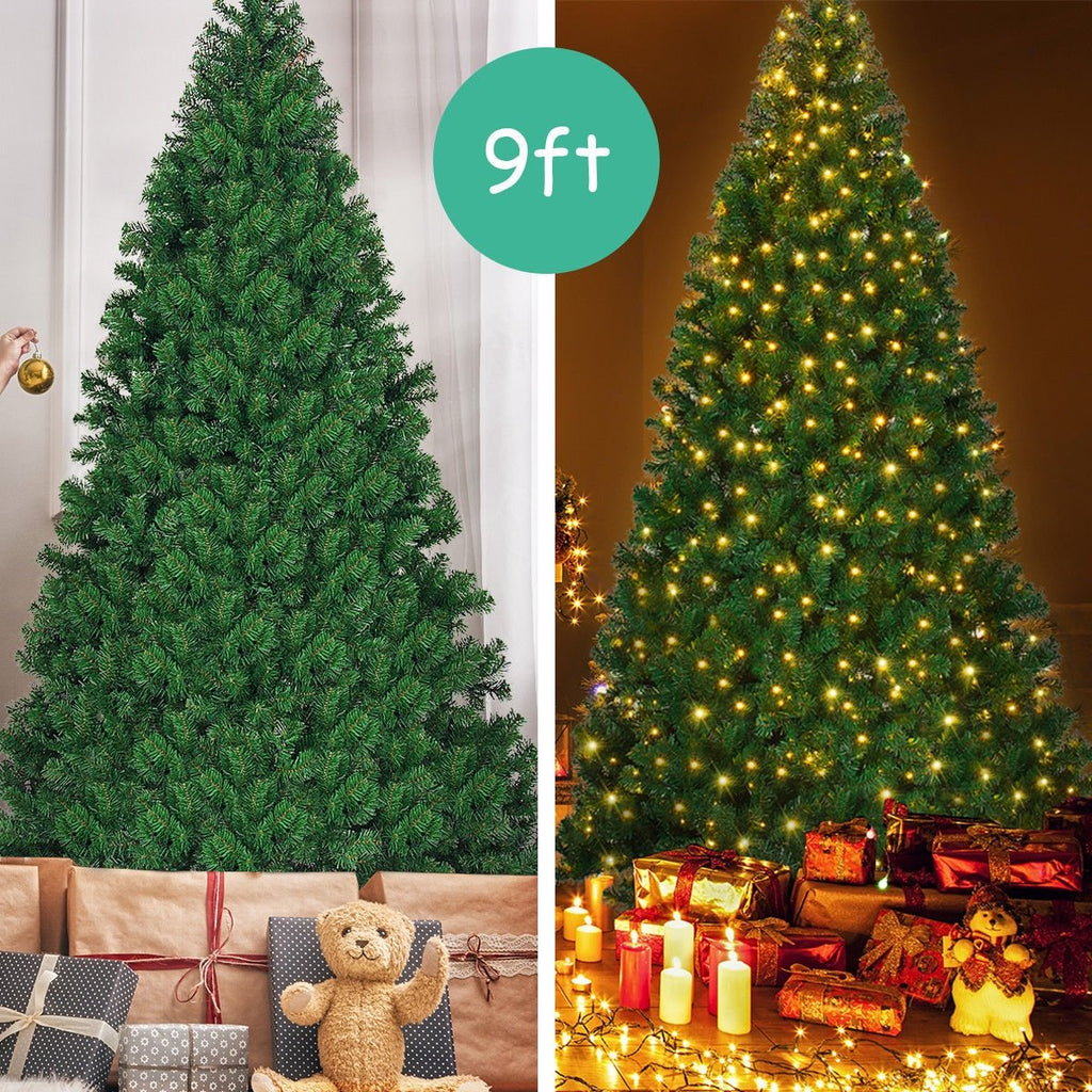 9 FT Pre-Lit Artificial Christmas Tree with 2028 PVC Tips and 700 Warm White LED Lights