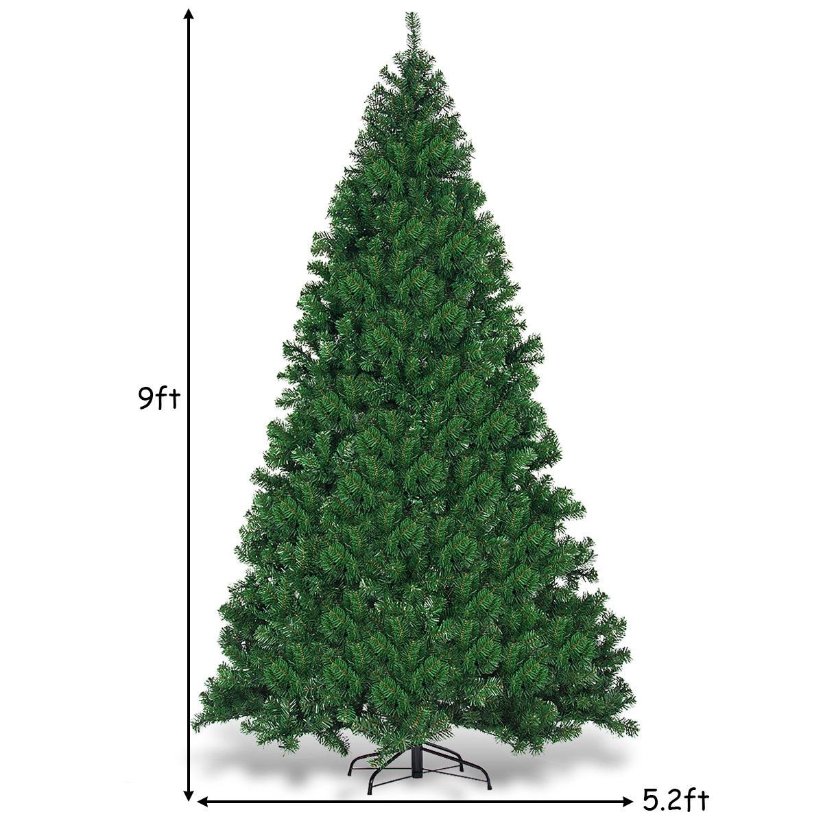 9 FT Pre-Lit Artificial Christmas Tree with 2028 PVC Tips and 700 Warm White LED Lights