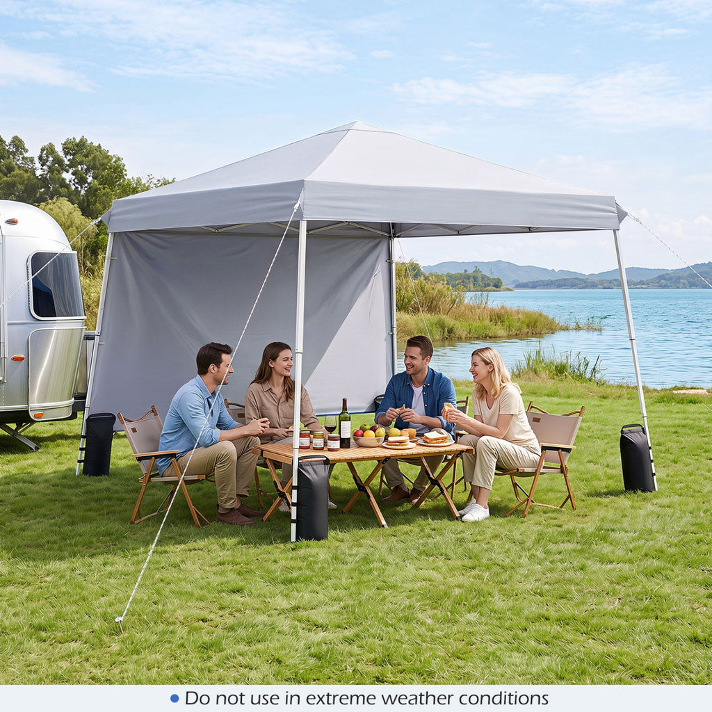 9 ft x 9 ft Pop Up Canopy Tent with 8 Ground Stakes 4 Wind Ropes and Carry Bag, for Outdoor Party-White