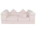 9-Piece Climb and Crawl Foam and Floor Playset with Breathable Suede Fabric-Beige