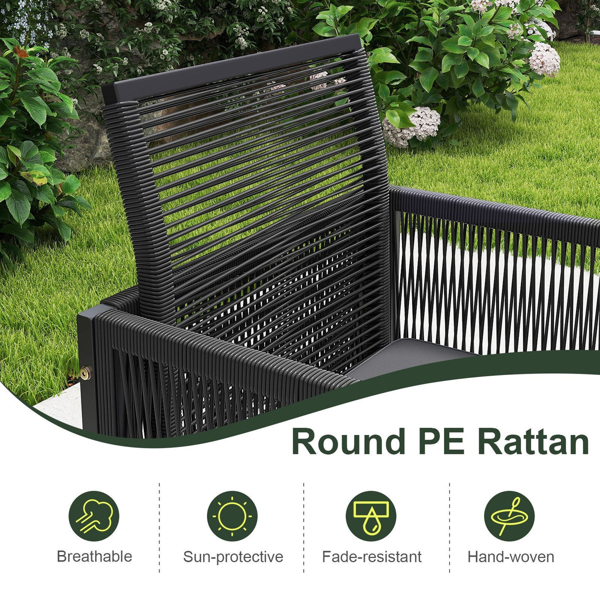 9 Piece Rattan Patio Dining Set with 4 Chairs, 4 Ottomans and Glass Top Table, Gray