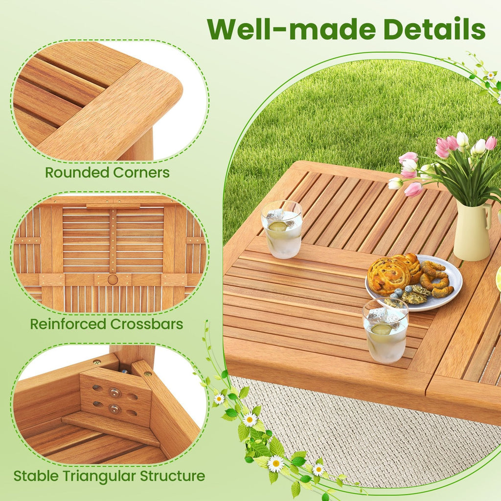 9 Piece Solid Acacia Patio Dining Set for 8, 80 Inch Table and Eight Lattice Back Armchairs, Paintable