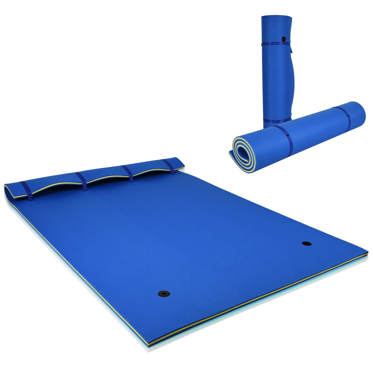 9 ft x 6 ft 3 Layer Floating Water Pad Foam Mat -Blue