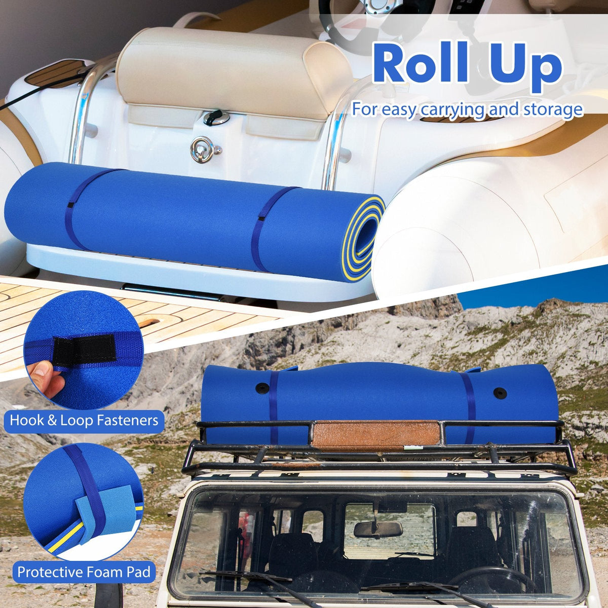 9 ft x 6 ft 3 Layer Floating Water Pad Foam Mat -Blue