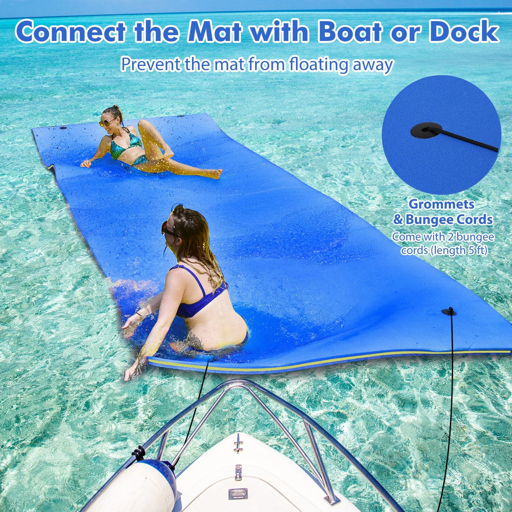 9 ft x 6 ft 3 Layer Floating Water Pad Foam Mat -Blue