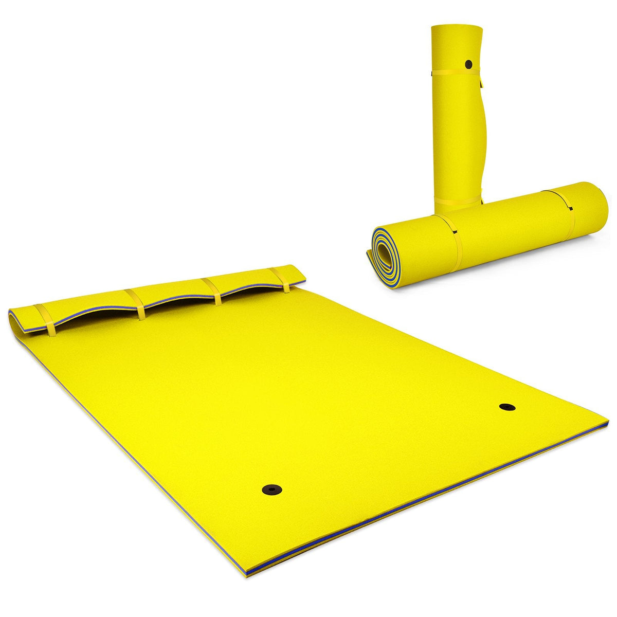 9 ft x 6 ft 3 Layer Floating Water Pad Foam Mat -Yellow