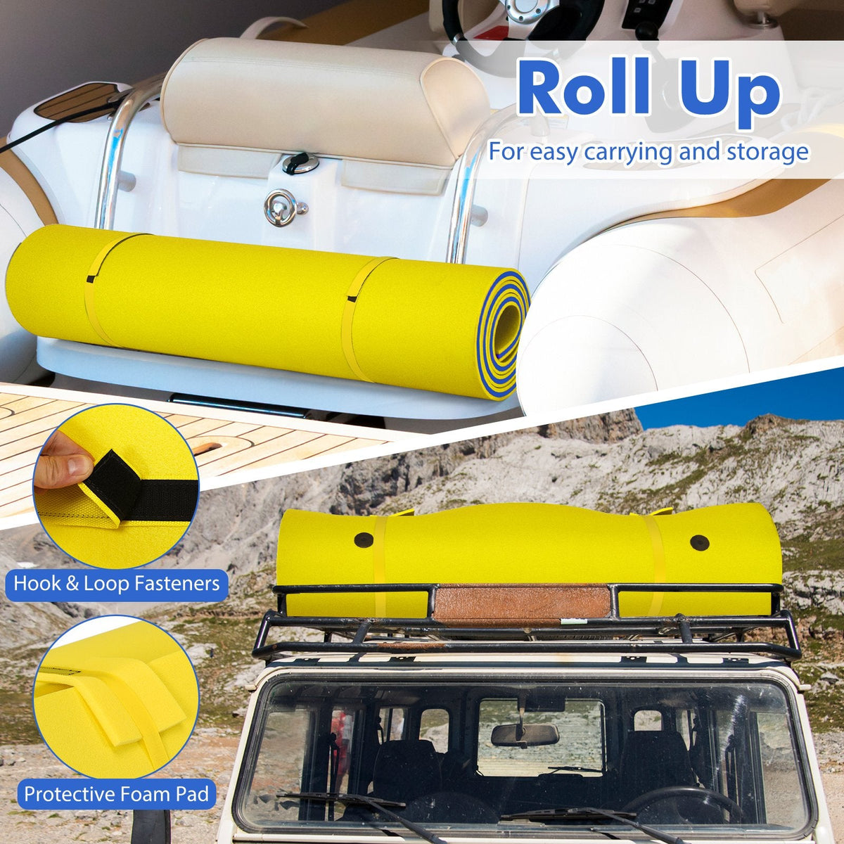 9 ft x 6 ft 3 Layer Floating Water Pad Foam Mat -Yellow