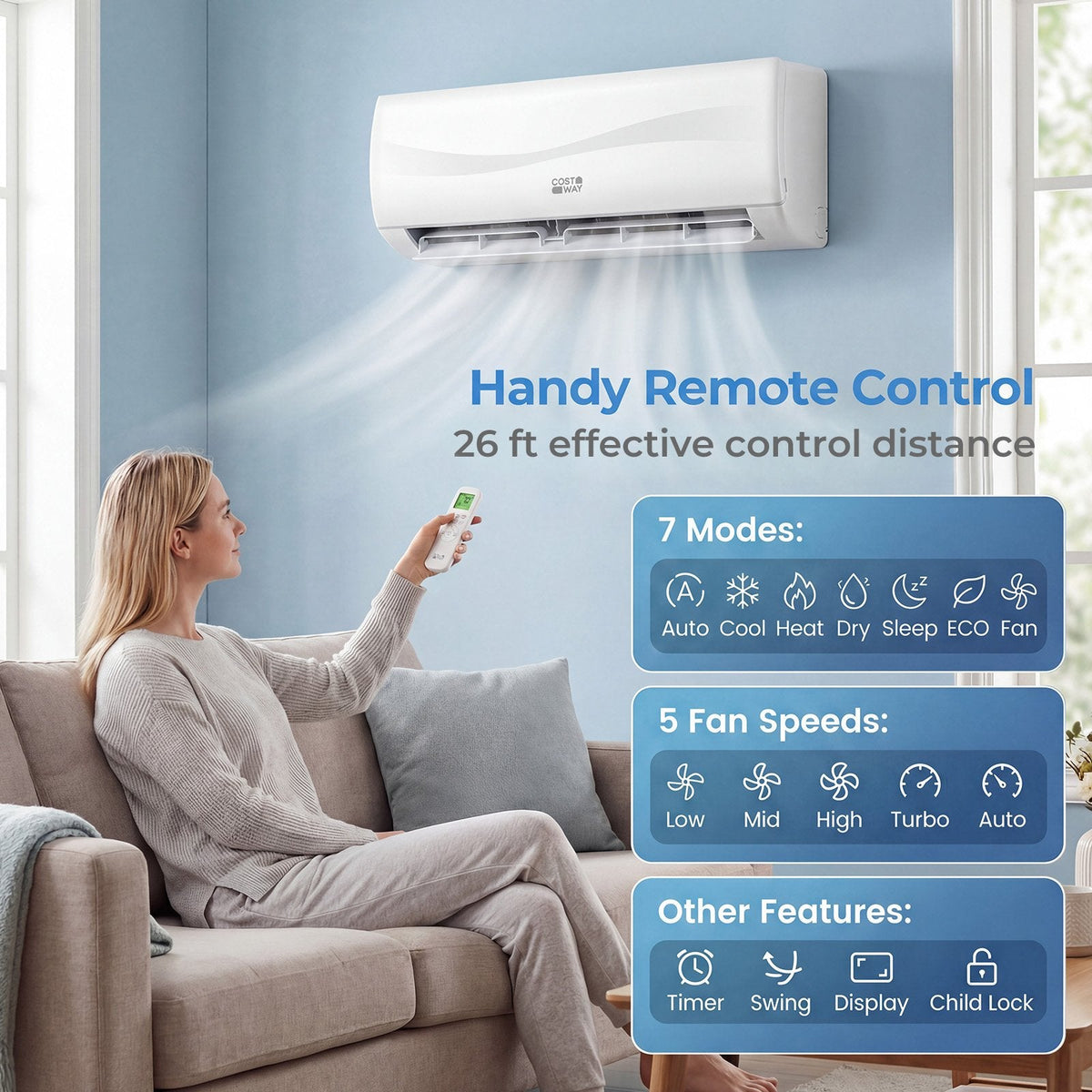 Blast Series 9100 BTU 19 SEER2 208-230V Mini Split Air Conditioner with Heat Pump