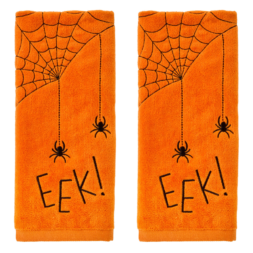 SKL Home Halloween Eek Hand Towel 2 pc Set for Bath/Kitchen/Bar & Gift