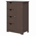 Brown Bathroom Storage Cabinet – Freestanding Floor Cabinet with 4 Drawers & Adjustable Shelf (United States & Canada Delivery Only)