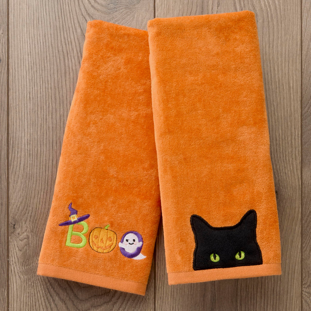 SKL Home Halloween Boo Hand Towel Set for Bath/Kitchen/Bar & Gift, 2 Count