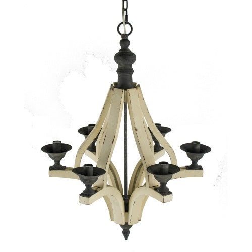 6-Light Wood Chandelier with Adjustable Chain (United States Delivery Only)