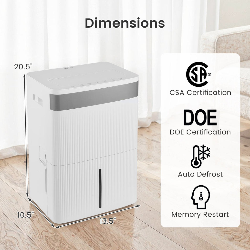 96 Pint Dehumidifier for 5500 Sq Ft, 35 Pints DOE, CSA Certified, Swing Louvre, 1.4 Gallon Tank