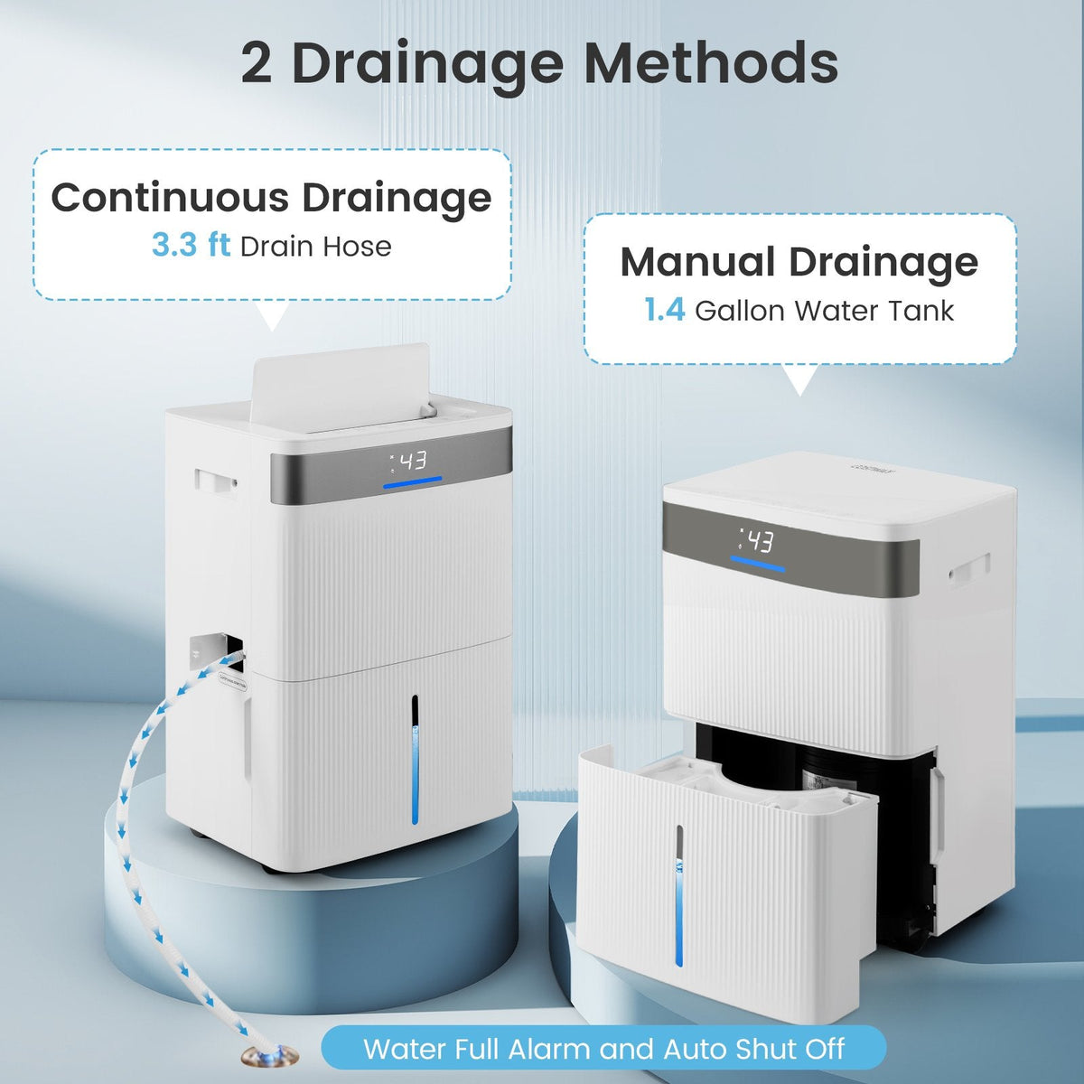 96 Pint Dehumidifier for 5500 Sq Ft, 35 Pints DOE, CSA Certified, Swing Louvre, 1.4 Gallon Tank