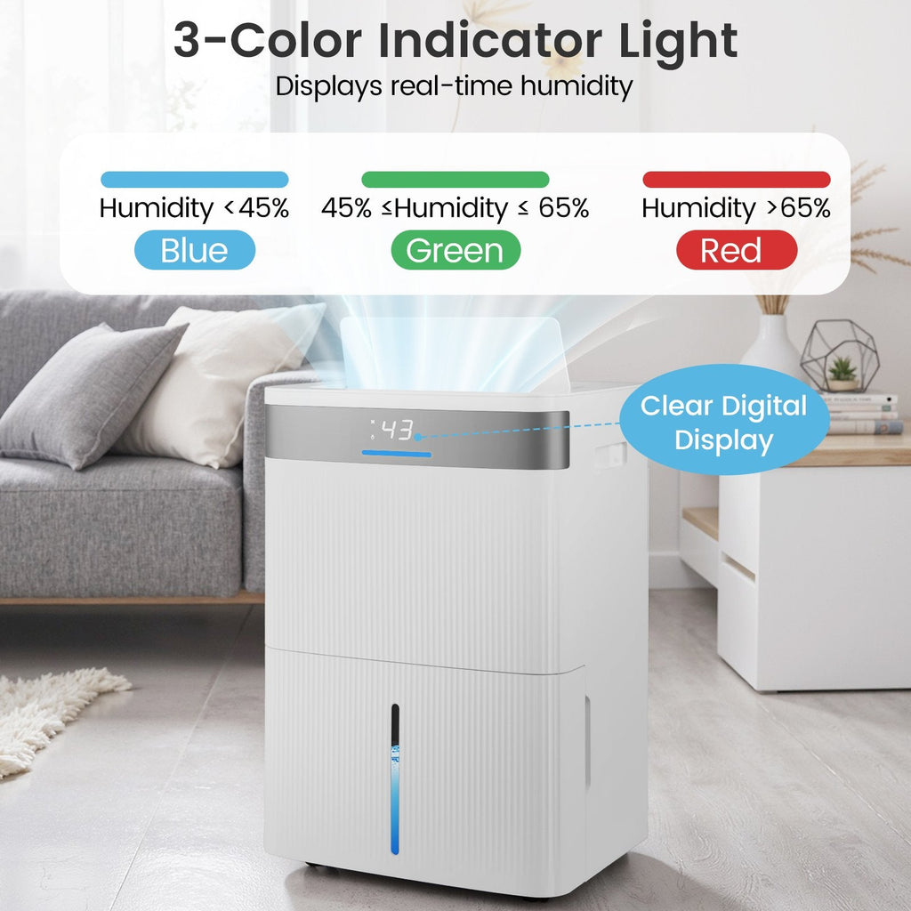 96 Pint Dehumidifier for 5500 Sq Ft, 35 Pints DOE, CSA Certified, Swing Louvre, 1.4 Gallon Tank