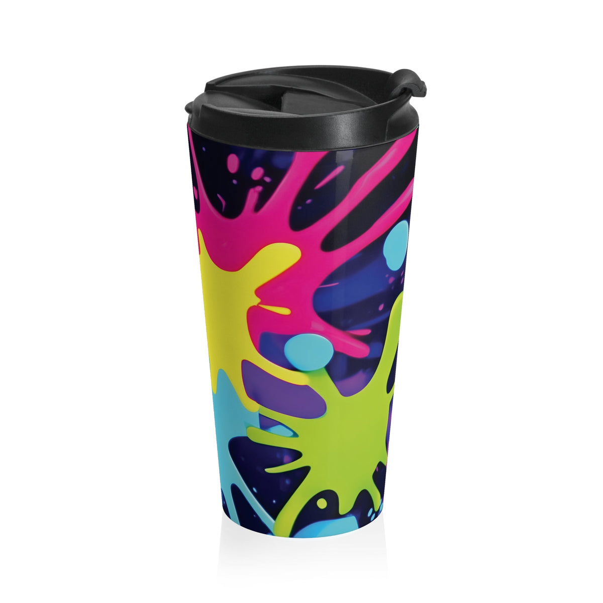 Neon Paint Splatters Stainless Steel Travel Mug | Colorful Splash