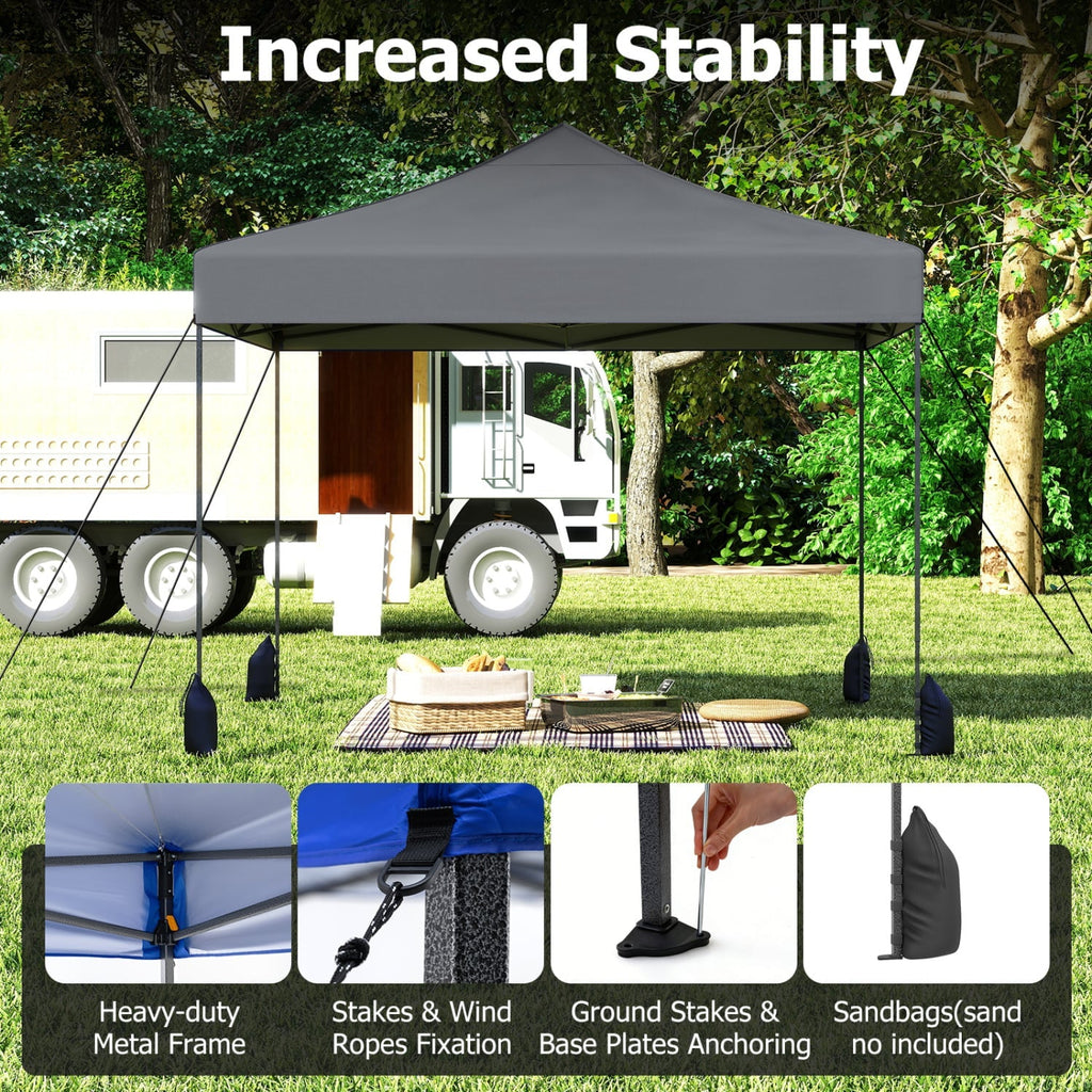 9.5 x 9.5 Feet Pop up Canopy Tent with Adjustable Heights-Gray