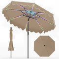 9 Feet Solar Patio Umbrella with Color-Changing LED Lights-Brown