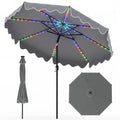 9 Feet Solar Patio Umbrella with Color-Changing LED Lights-Gray