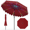 9 Feet Solar Patio Umbrella with Color-Changing LED Lights-Wine