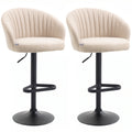 Bar Stools Set of 2, Swivel Counter Height Barstools with Back, Footrest, Adjustable Height, Beige