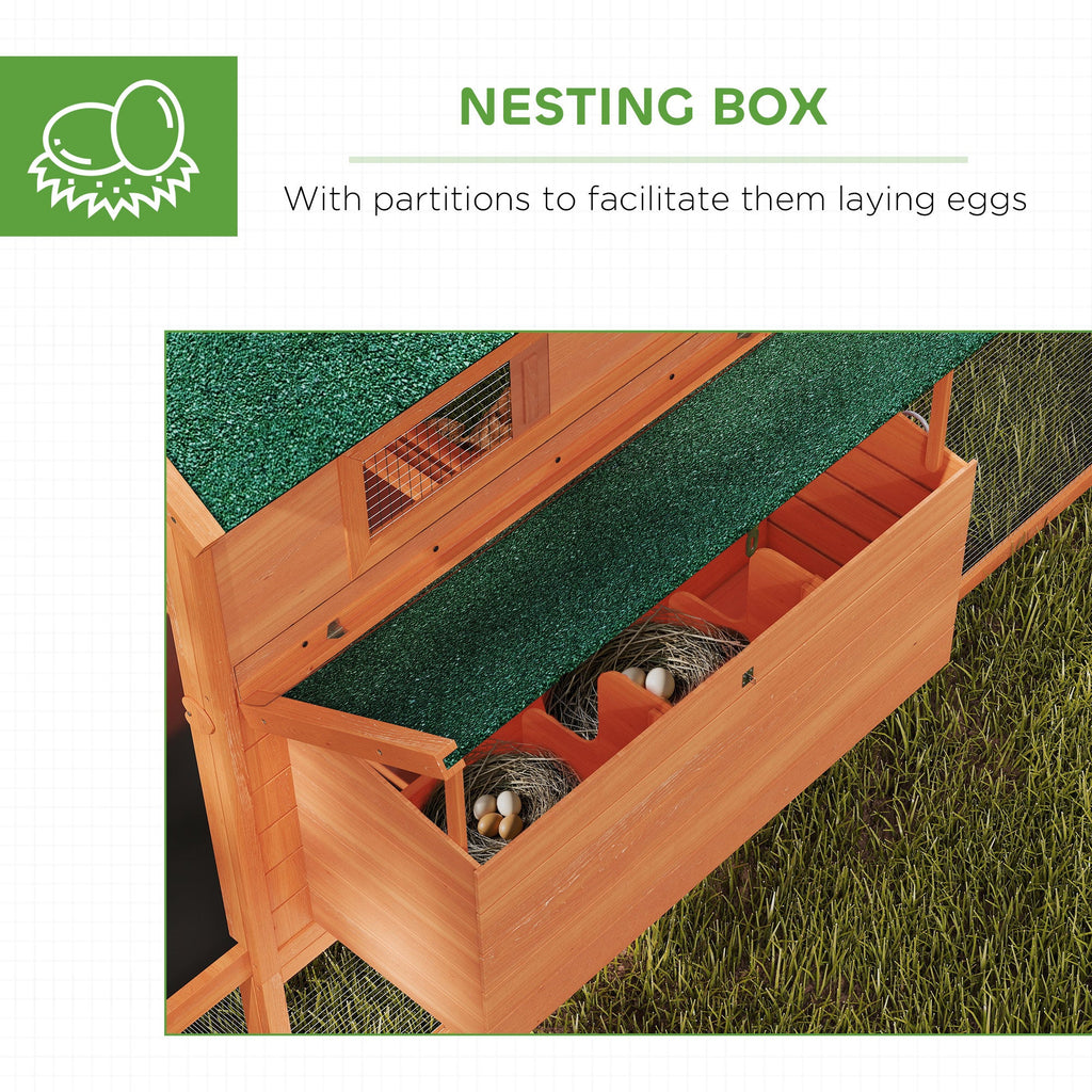 137" Wooden Chicken Coop with Chicken Run, Nesting Box, Dark Grey