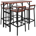 5 Piece Patio Bar Set with 47" Bar Height Table and 4 Bar Stools, for Backyard, Balcony, Porch, Pool, Lawn, Brown