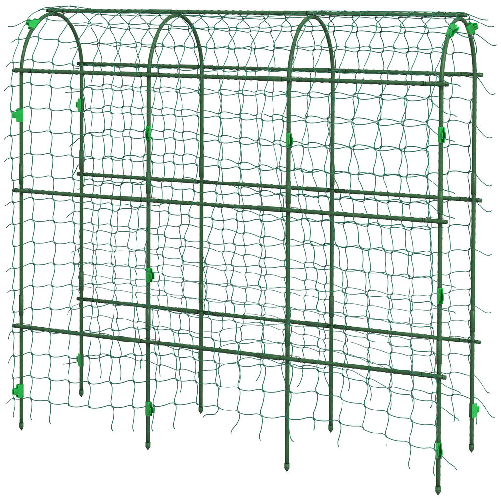 Arched Garden Trellis w/ Climbing Net Metal Cucumber Plant Trellis A-Frame for Climbing Plants 57" x 66" x 81"