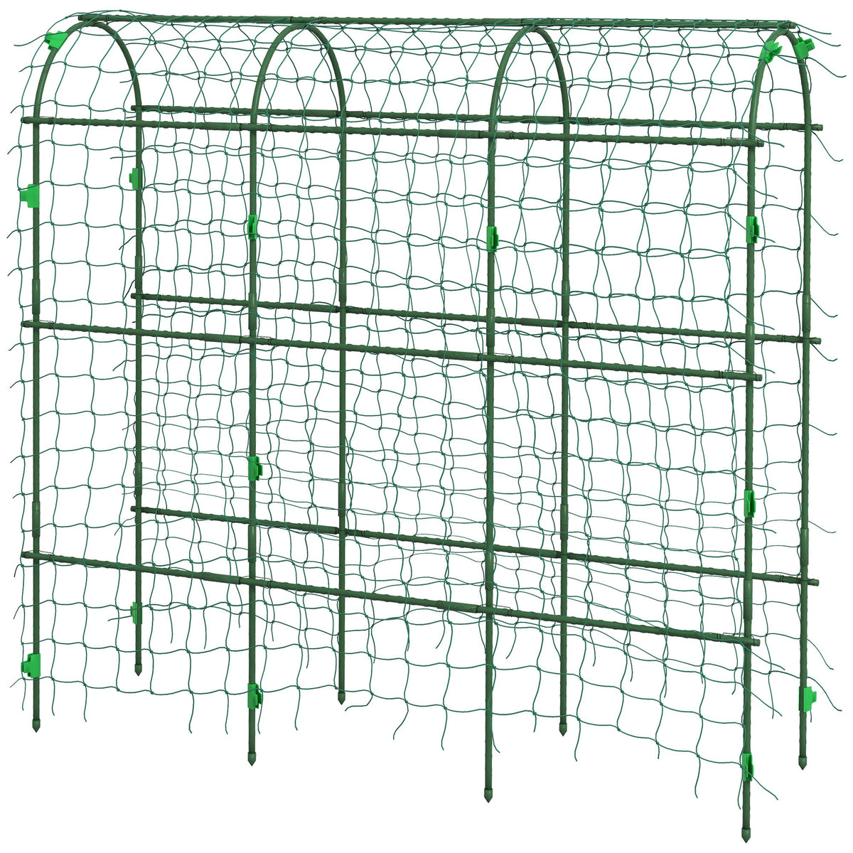 Arched Garden Trellis w/ Climbing Net Metal Cucumber Plant Trellis A-Frame for Climbing Plants 57" x 66" x 81"