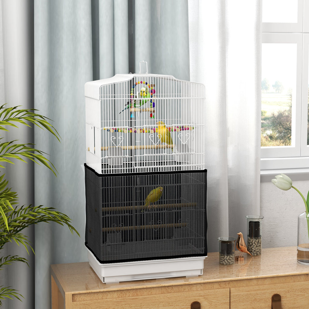 36" Bird Cage with Accessories, Handle, Mesh Cover, Tray, White