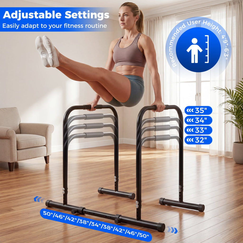 Adjustable Dip Bar Station with 660 LBS Capacity for Calisthenics and Strength Training-Black