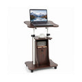 Adjustable Mobile Standing Desk Cart with Tilt Desktop and Cabinet-Brown