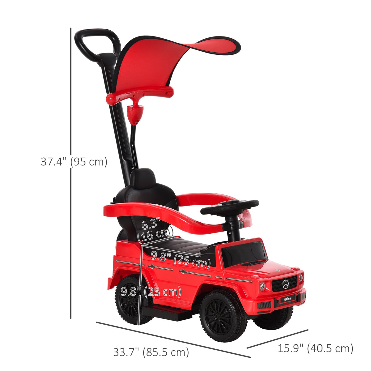 Mercedes-Benz G350 Licensed Push Car, 3-in-1 Toddler Sliding Car with Horn, Steering, Foot Rest, Seat Storage, Black
